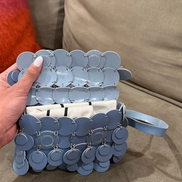Paco Rabanne Iconic Disc Belt Bag – Powder Blue Leather - Picture 3 of 10